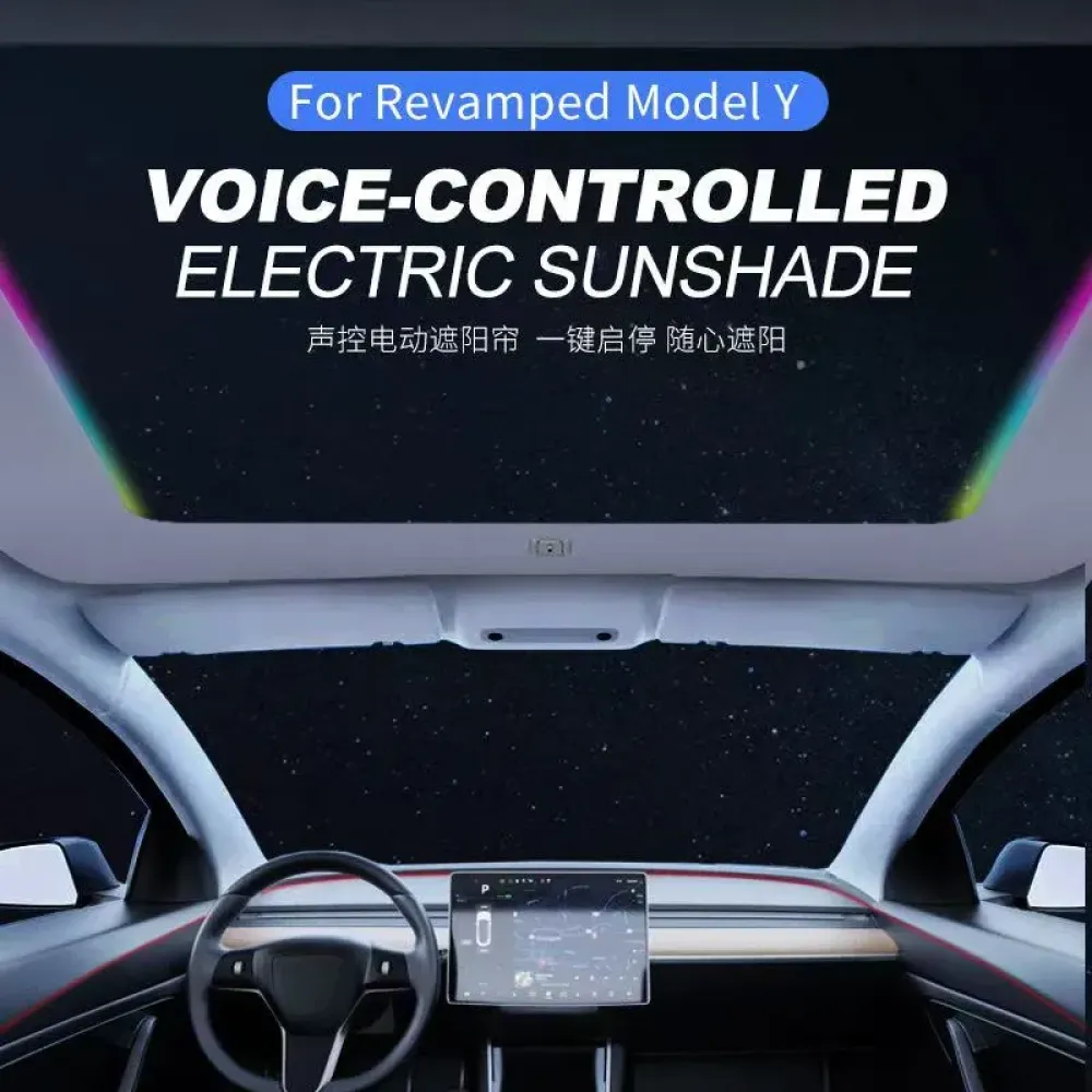 Voice-Controlled Retractable Electric Sunshade for Revamped Tesla Model Y